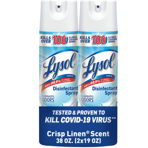 Product image of Lysol Disinfectant Spray, Sanitizing and Antibacterial Spray, For Disinfecting and Deodorizing, Crisp Linen, 19 Fl. Oz (Pack of 2)