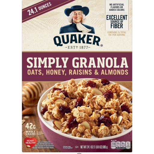 Product image of Quaker Simply Granola Oats Honey Raisins & Almonds 24.1 oz