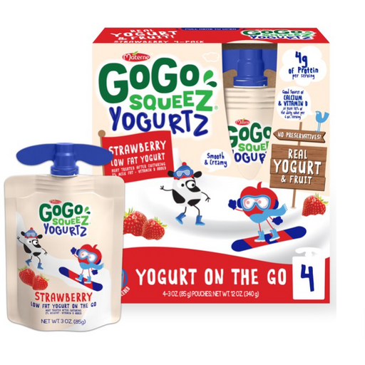 Product image of GoGo Squeez Yogurtz, Strawberry Yogurt, 3 oz, 4 Pouches