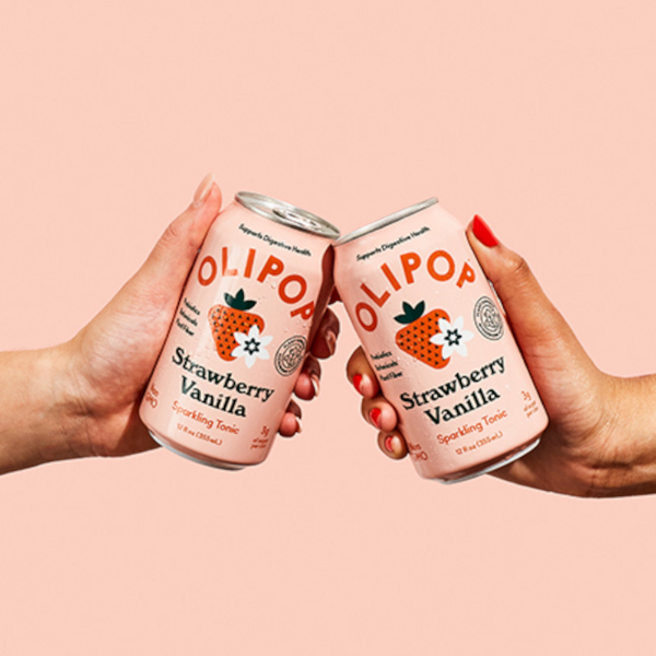 Product image of OLIPOP A New Kind of Soda, Strawberry Vanilla Sparkling Tonic, 12 fl oz