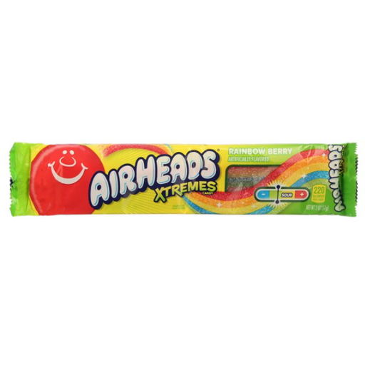 Product image of Airheads Xtremes Rainbow Berry Sour Belts Candy, 2 oz,