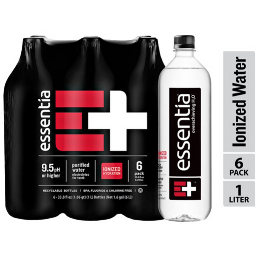 Product image of Essentia Bottled Water, 1 Liter, 6-Pack, Ionized Alkaline Water