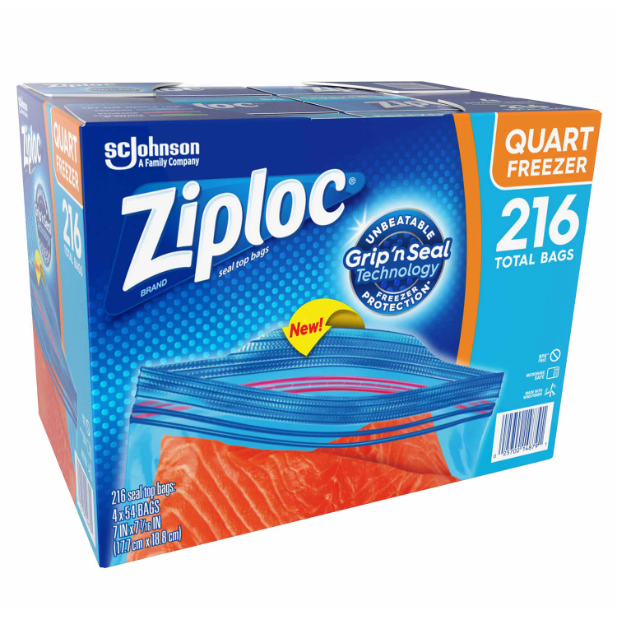 Product image of Ziploc Easy Open Tabs Freezer Quart Bags (216 ct.)