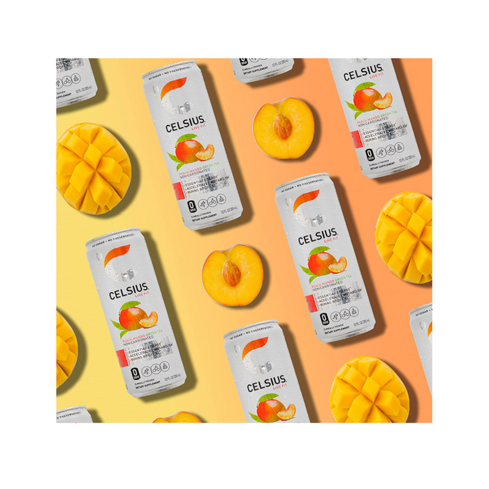 Product image of CELSIUS Essential Energy Drink 12 Fl Oz, Peach Mango Green Tea (Pack of 12)