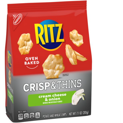 Product image of Ritz Crisp And Thins Cream Cheese And Onion Chips, 7.1 Oz
