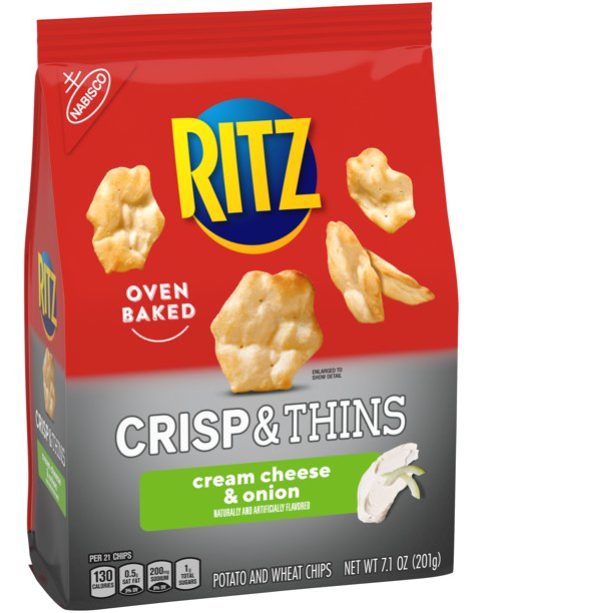 Product image of Ritz Crisp And Thins Cream Cheese And Onion Chips, 7.1 Oz
