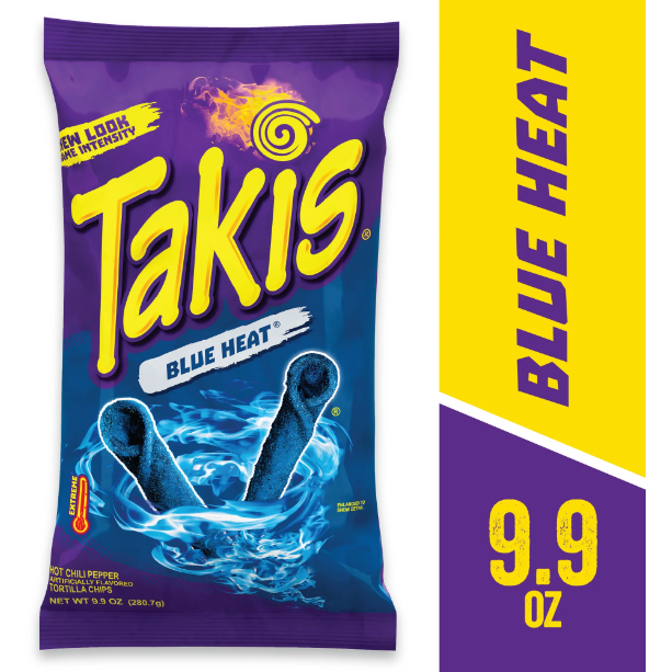 Product image of Takis Blue Heat Rolled Tortilla Chips, Hot Chili Pepper Artificially Flavored, 9.9 Ounce Bag