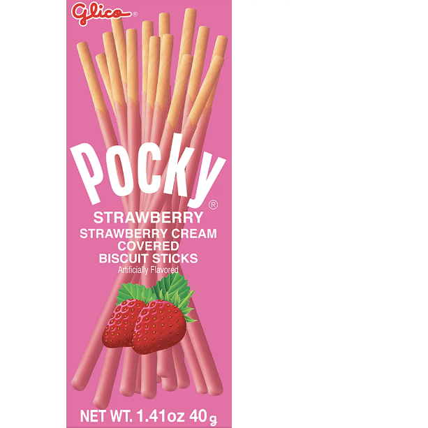 Product image of Pocky Glico Strawberry Creme Covered Biscuit Sticks, 1.41 Oz
