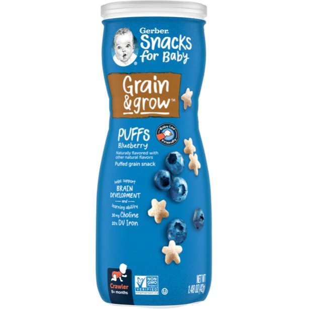 Product image of Gerber Puffs Blueberry Cereal Snacks, 1.48 Oz