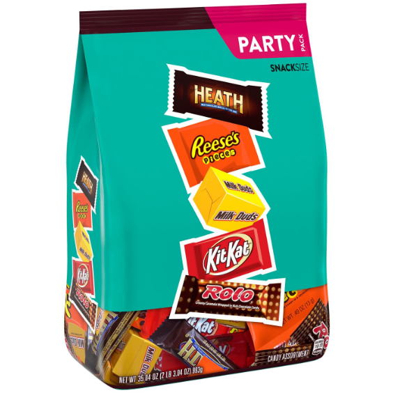Product image of Hershey, Chocolate and Peanut Butter Assortment Snack Size Candy, Individually Wrapped, 35.04 oz, Bulk Party Pack