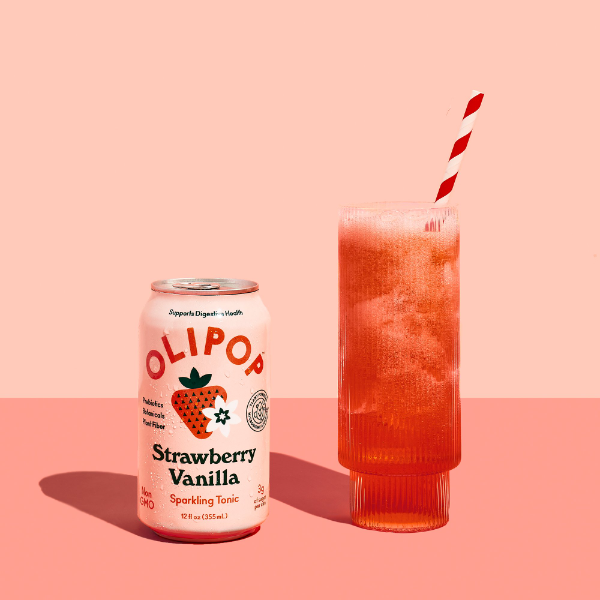 Product image of OLIPOP A New Kind of Soda, Strawberry Vanilla Sparkling Tonic, 12 fl oz