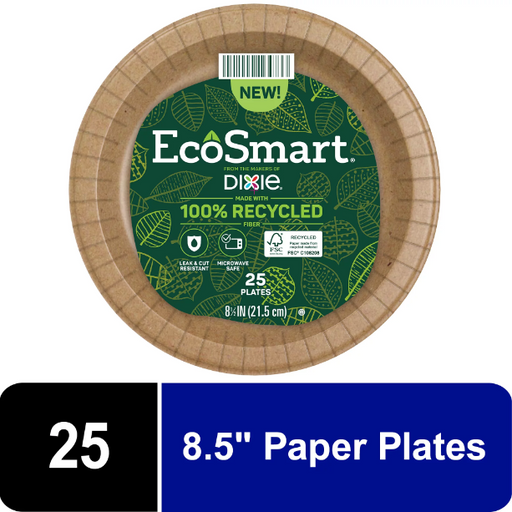 Product image of EcoSmart 100% Recycled Fiber Disposable Paper Plates, 8.5 in, 25 count