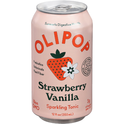 Product image of OLIPOP A New Kind of Soda, Strawberry Vanilla Sparkling Tonic, 12 fl oz