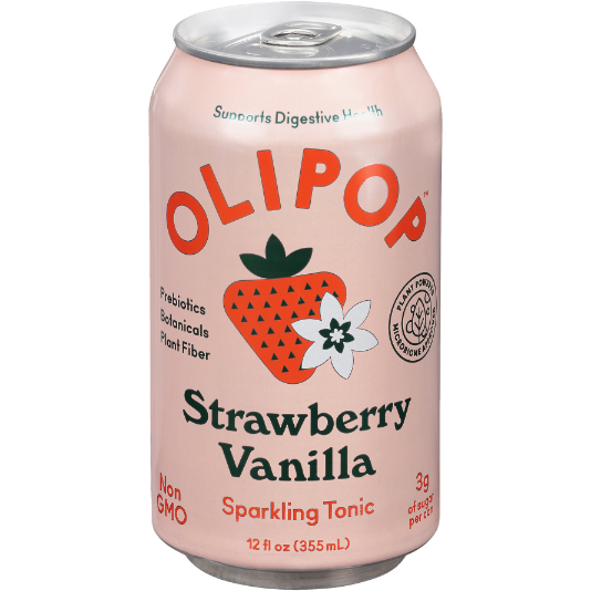 Product image of OLIPOP A New Kind of Soda, Strawberry Vanilla Sparkling Tonic, 12 fl oz