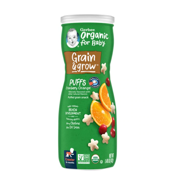 Product image of Gerber Organic Puffs Cranberry Orange Cereal Snacks, 1.48 Oz