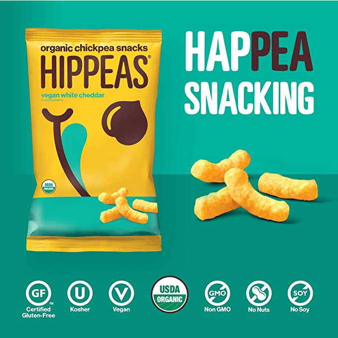 Product image of HIPPEAS Organic Vegan White Cheddar Chickpea Puffs Snack, 4 oz