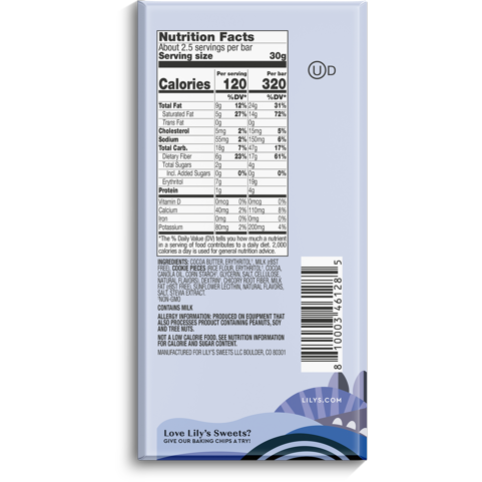 Product image of Lily's Sweets, Cookies & Crème White Chocolate Style Bar, 2.8 oz