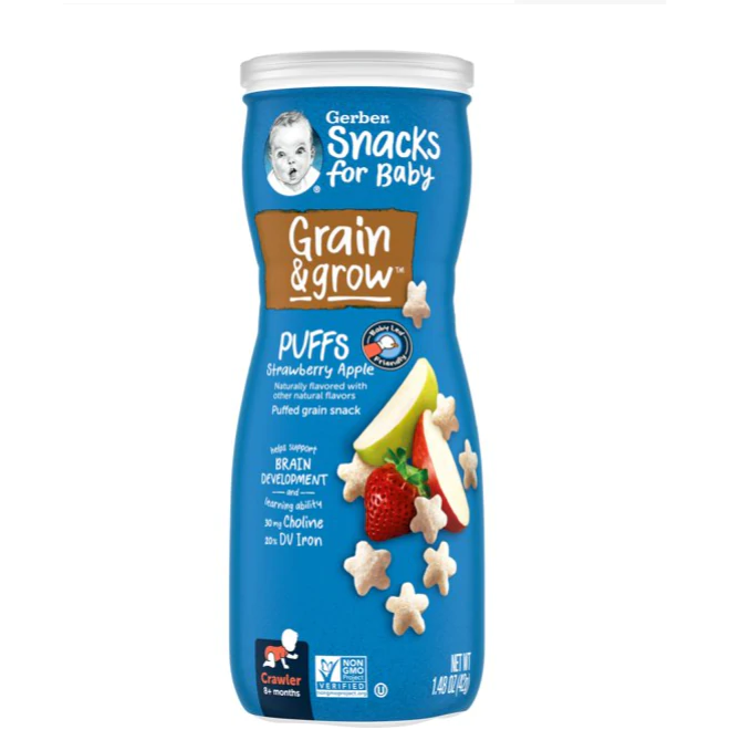 Product image of Gerber Puffs Strawberry Apple Cereal Snacks, 1.48 Oz