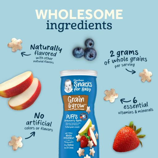 Product image of Gerber Puffs Blueberry Cereal Snacks, 1.48 Oz