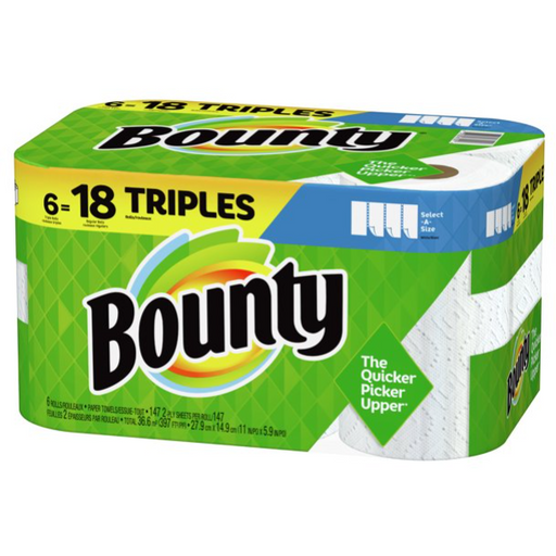 Product image of Bounty Select-A-Size Paper Towels, White, 6 Triple Rolls