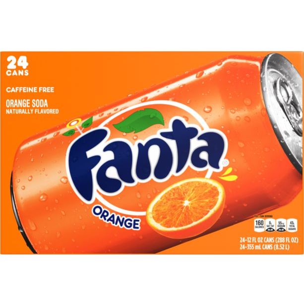 Product image of Fanta Orange Soda Fruit Flavored Soft Drink, 12 fl oz, 24 Pack