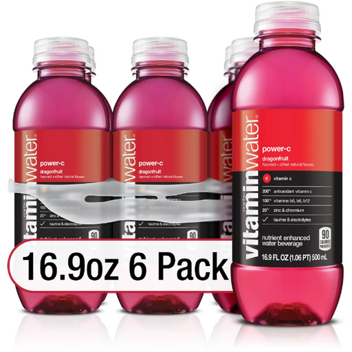 Product image of vitaminwater power-c electrolyte enhanced water w/ vitamins, dragonfruit drinks, 16.9 fl oz, 6 Pack