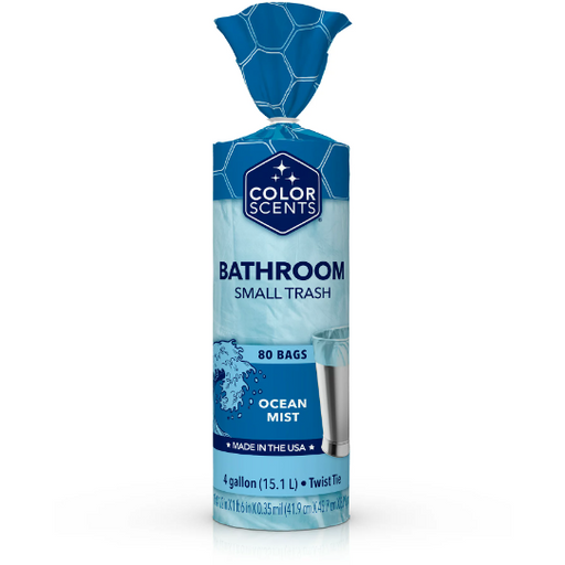 Product image of Color Scents Small Trash Bags, 4 Gallon, 80 Bags (Ocean Mist Scent, Twist Tie)