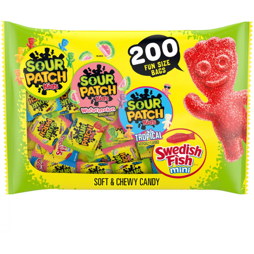 Product image of Sour Patch Kids and Swedish Fish Fun Size Candy (200 ct.)