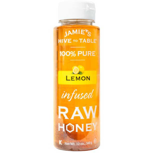 Product image of Jamie's Hive to Table Lemon Infused Raw Honey Pure Honey 12 oz Bottle