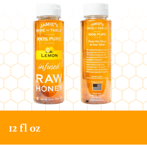 Product image of Jamie's Hive to Table Lemon Infused Raw Honey Pure Honey 12 oz Bottle