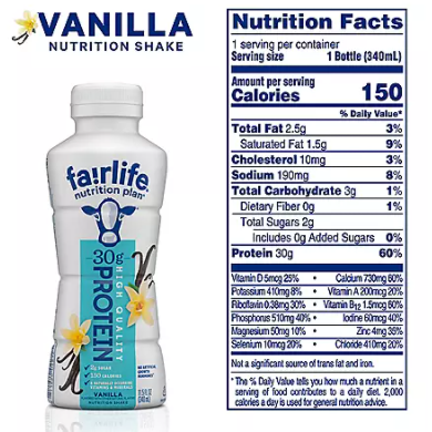 Product image of Fairlife Nutrition Plan Vanilla (11.5 fl., oz. 12pk)