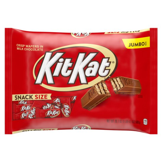 Product image of KIT KAT Milk Chocolate Snack Size Wafer Candy, Individually Wrapped, 20.1 oz, Jumbo Bag