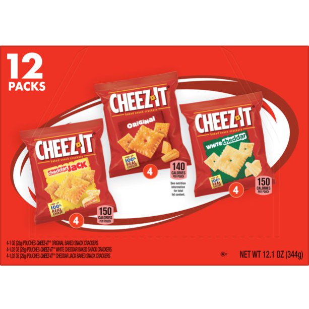Product image of Cheez-It Cheese Crackers, Baked Snack Crackers, Office and Kids Snacks, Variety Pack, 12 Ct, 12.1 Oz, Box