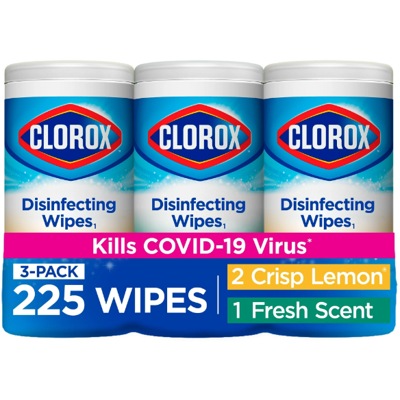 Product image of Clorox Disinfecting Wipes, (225 Count Value Pack), Crisp Lemon and Fresh Scent - 3 Pack - 75 Count Each