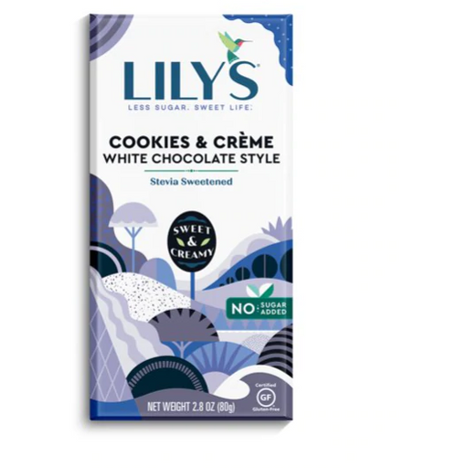 Product image of Lily's Sweets, Cookies & Crème White Chocolate Style Bar, 2.8 oz