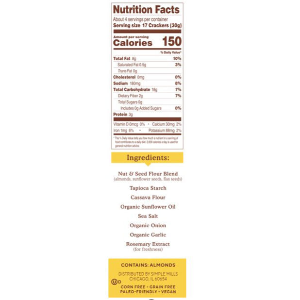 Product image of Simple Mills Crackers, Fine Ground Sea Salt, Almond Flour, 4.25 oz.