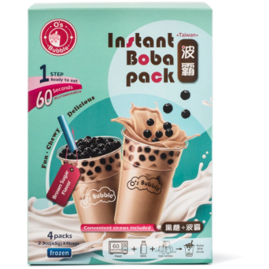 Product image of O's Bubble Instant Boba Pack, Brown Sugar 4pk, Frozen 260 g