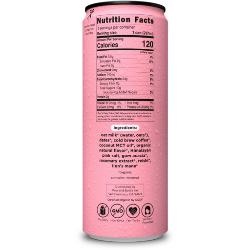 Product image of Pop & Bottle Caramel Oat Milk Latte with Lions Mane and Reishi, Organic, 8 Fl oz