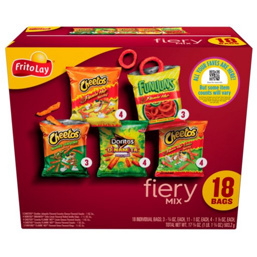 Product image of Frito-Lay Fiery Mix Variety Pack Box, 18 Count