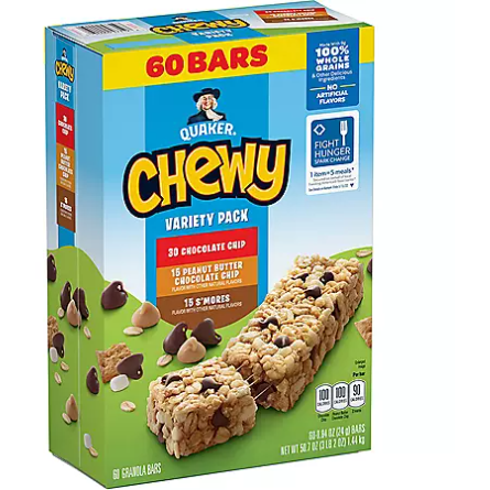 Product image of Quaker Camp Chewy Granola Bars Variety Pack (60 pk.)