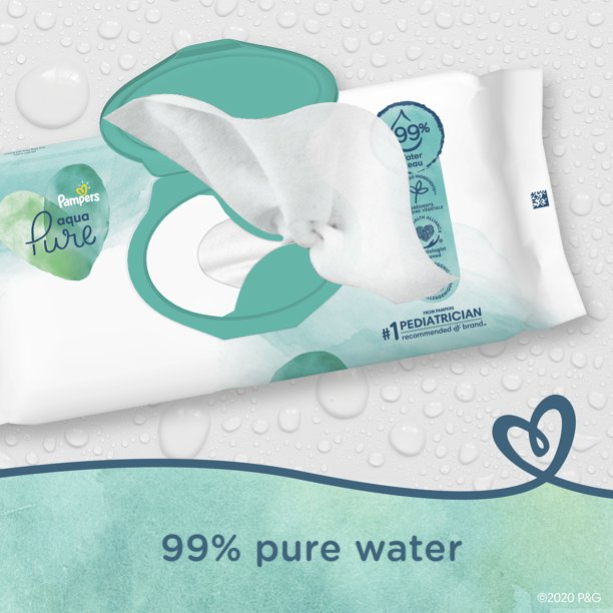 Product image of Pampers Aqua Pure Natural Sensitive Baby Wipes, 6X Pop-Top, 336 Ct