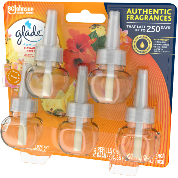 Product image of Glade PlugIns Scented Oil 5 Refills, Air Freshener, Hawaiian Breeze®, 5 x 1.34 oz