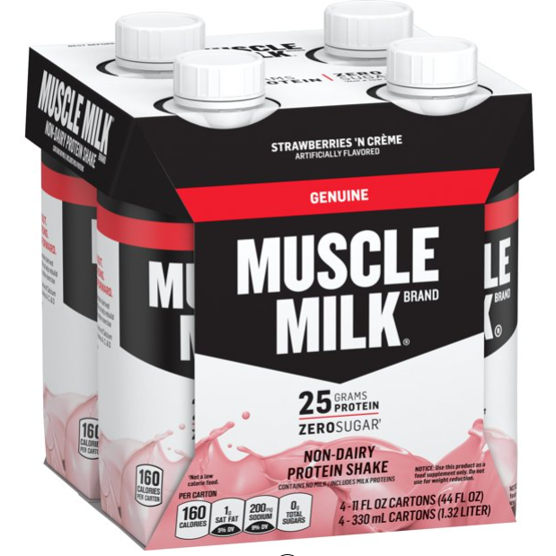 Product image of Muscle Milk Genuine Strawberries 'N Creme Ready to Drink Protein Shake, 25g Protein, 11 oz, 4 Pack