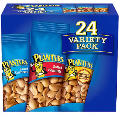 Product image of Planters Nuts Cashews and Peanuts Variety Pack (40.5 oz., 24 ct.)