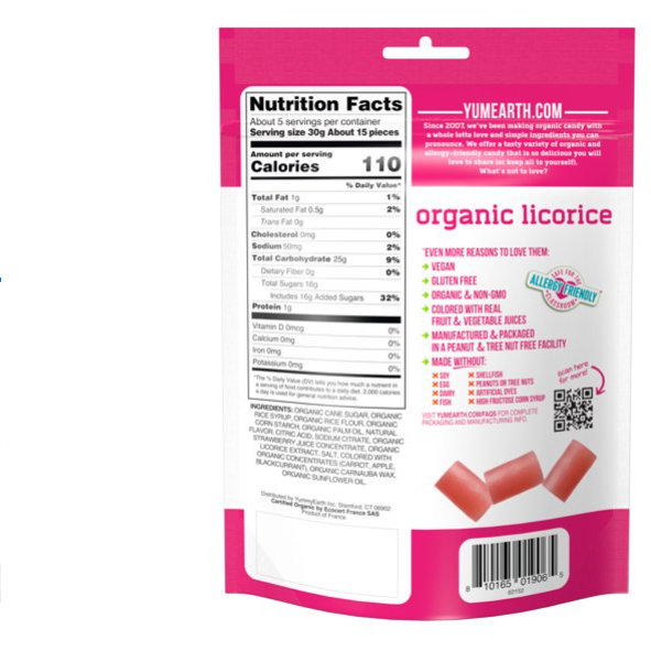 Product image of YumEarth Organic Candy - Vegan & Gluten Free Licorice, Strawberry, 5 oz