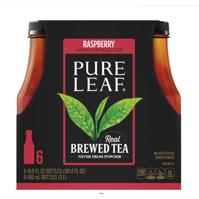 Product image of Pure Leaf Raspberry Real Brewed Iced Tea, 16.9 oz, 6 Pack Bottles
