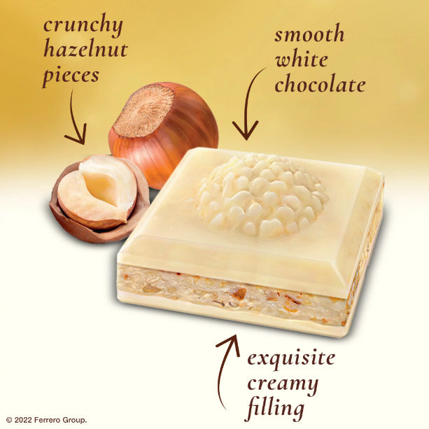 Product image of Ferrero Rocher Premium Chocolate Bar, White Chocolate Hazelnut, Holiday Chocolate, Great for Holiday Gift Baskets, 3.1 oz