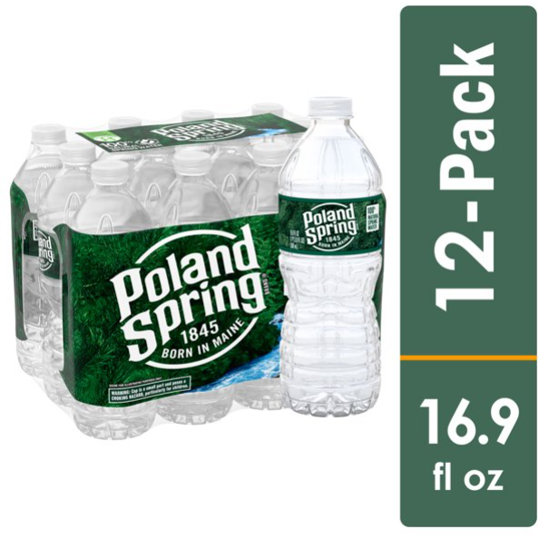 Product image of Poland Spring 100% Natural Spring Water, 16.9 Fl Oz, 12 Count Bottles