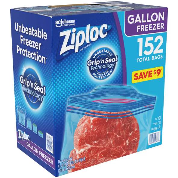 Product image of Ziploc Easy Open Tabs Freezer Gallon Bags (152 ct.)
