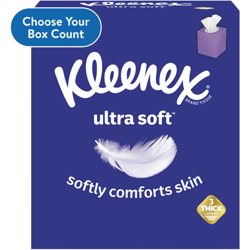 Product image of Kleenex Ultra Soft Facial Tissues, 4 Cube Boxes (240 Total Tissues)
